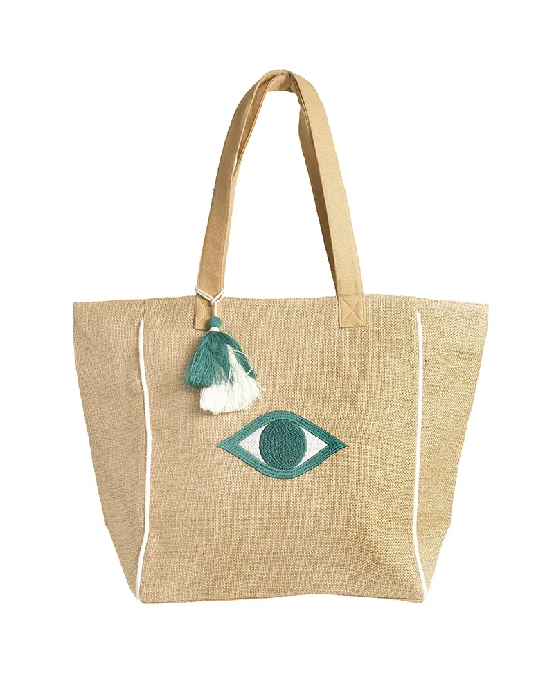 ΤΣΑΝΤΑ ΨΑΘΙΝΗ ΣΕ ΜΠΕΖ ΧΡΩΜΑ ΜΕ ΜΠΛΕ ΜΑΤΙ (100% JUTE) ΤΣΑΝΤΑ ΨΑΘΙΝΗ ΣΕ ΜΠΕΖ ΧΡΩΜΑ ΜΕ ΜΠΛΕ ΜΑΤΙ (100% JUTE)