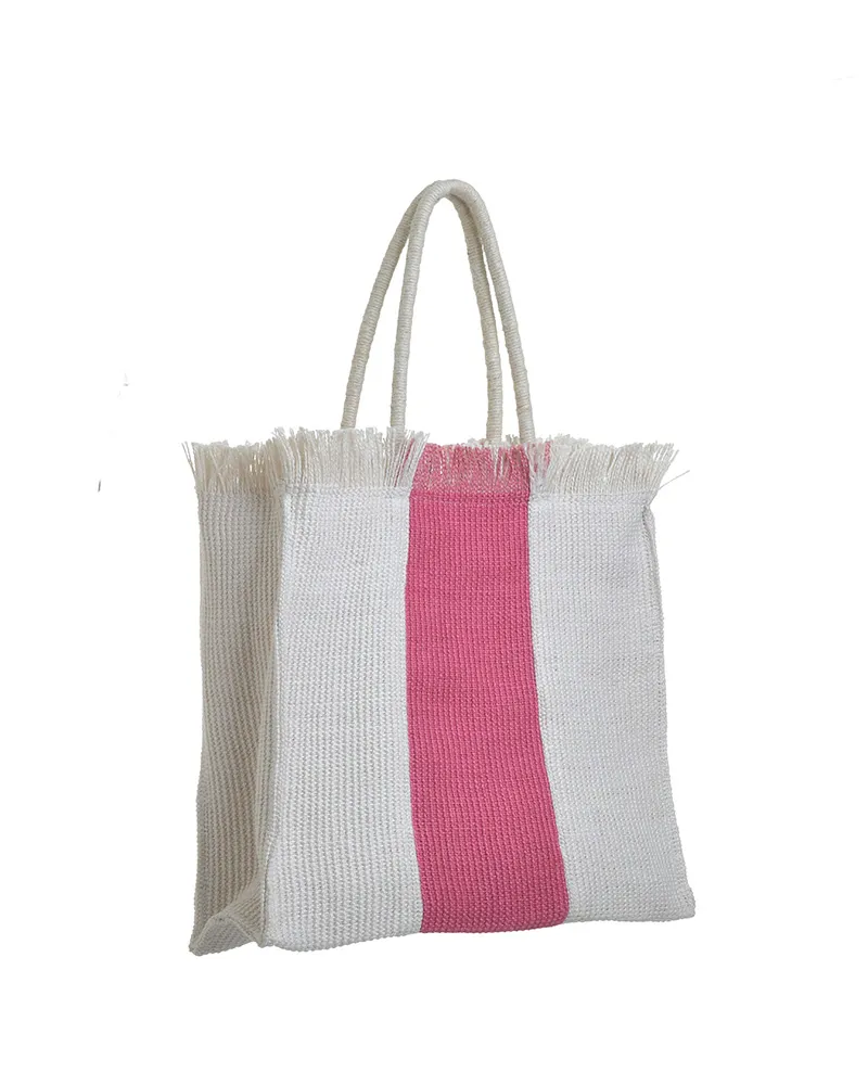 ΤΣΑΝΤΑ ΨΑΘΙΝΗ ΛΕΥΚΗ/ΡΟΖ 35X14X42/58 (100% JUTE) ΤΣΑΝΤΑ ΨΑΘΙΝΗ ΛΕΥΚΗ/ΡΟΖ 35X14X42/58 (100% JUTE)