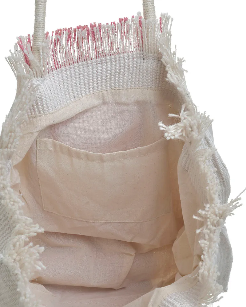 ΤΣΑΝΤΑ ΨΑΘΙΝΗ ΛΕΥΚΗ/ΡΟΖ 35X14X42/58 (100% JUTE)