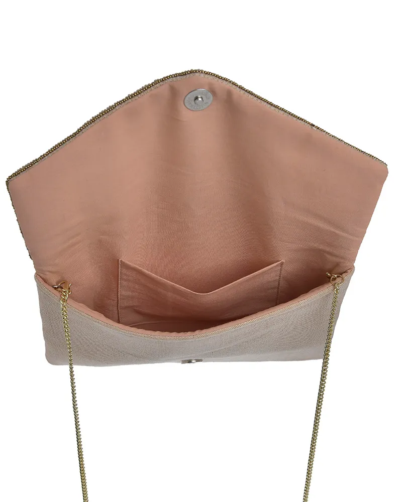 ΤΣΑΝΤΑΚΙ ΥΦΑΣΜΑΤΙΝΟ ΧΡΥΣΟ/ΜΠΕΖ ΜΕ ΚΟΧΥΛΙΑ ΚΑΙ ΧΑΝΤΡΕΣ