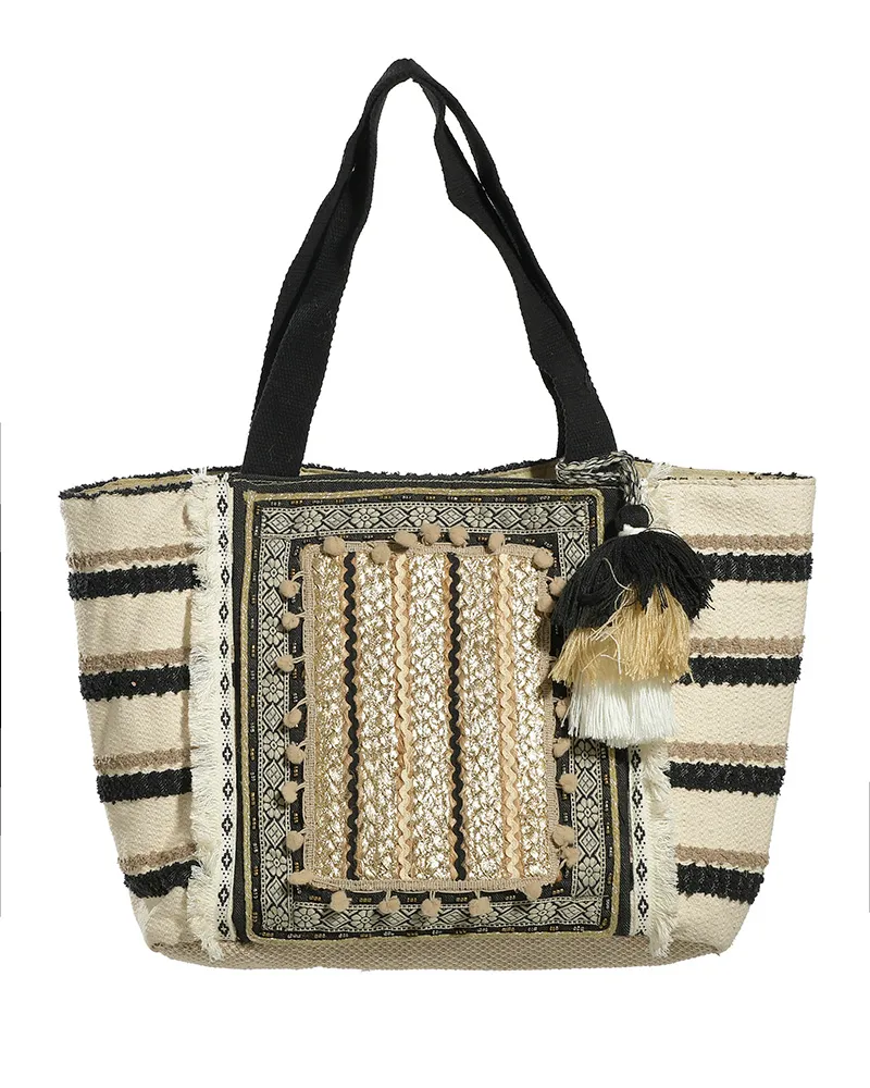 ΤΣΑΝΤΑ ΥΦΑΣΜΑΤΙΝΗ ΜΠΕΖ/ΜΑΥΡΗ ΜΕ ΧΡΥΣΕΣ ΛΕΠΤΟΜ.ΚΑΙ ΠΟΜ-ΠΟΜ 36X16X29/55(80%JUTE/20%COTTON) ΤΣΑΝΤΑ ΥΦΑΣΜΑΤΙΝΗ ΜΠΕΖ/ΜΑΥΡΗ ΜΕ ΧΡΥΣΕΣ ΛΕΠΤΟΜ.ΚΑΙ ΠΟΜ-ΠΟΜ 36X16X29/55(80%JUTE/20%COTTON)