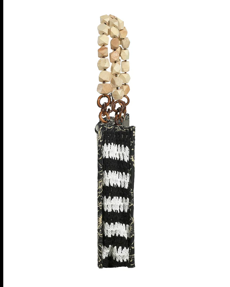 ΤΣΑΝΤΑ ΥΦΑΣΜΑΤΙΝΗ ΜΑΥΡΗ ΜΕ ΧΡΥΣΕΣ/ΛΕΥΚΕΣ ΛΕΠΤΟΜΕΡΕΙΕΣ 40X11X26/46 (100% COTTON)