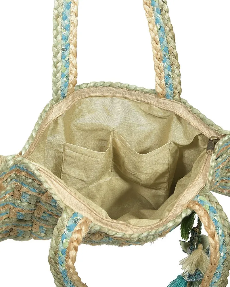 ΤΣΑΝΤΑ ΓΙΟΥΤΑ ΜΠΕΖ/ΤΥΡΚΟΥΑΖ 39x5x43/71 (50% JUTE/ 50% COTTON)