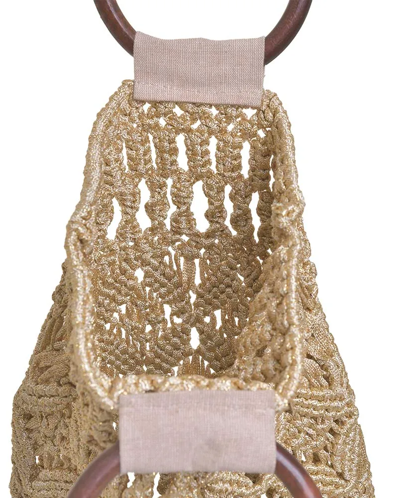 ΤΣΑΝΤΑ ΠΛΕΚΤΗ ΧΡΥΣΗ ΜΕ ΞΥΛΙΝΟ ΧΕΡΟΥΛΙ ΚΑΙ ΚΡΟΣΣΙΑ 31Χ3Χ55