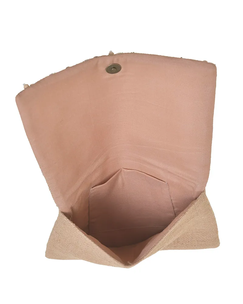 ΤΣΑΝΤΑΚΙ ΨΑΘΙΝΟ ΜΠΕΖ ΜΕ ΧΑΝΤΡΕΣ ΚΑΙ ΠΕΤΡΕΣ 24Χ3Χ17 (100% JUTE)