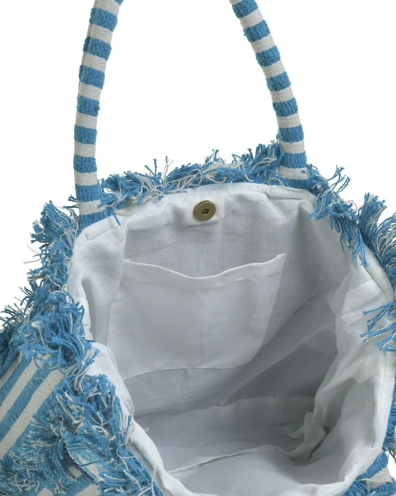 ΤΣΑΝΤΑ ΥΦΑΣΜΑΤΙΝΗ ΡΙΓΕ ΕΚΡΟΥ/ΜΠΛΕ 38χ6χ32/55 (100% COTTON)