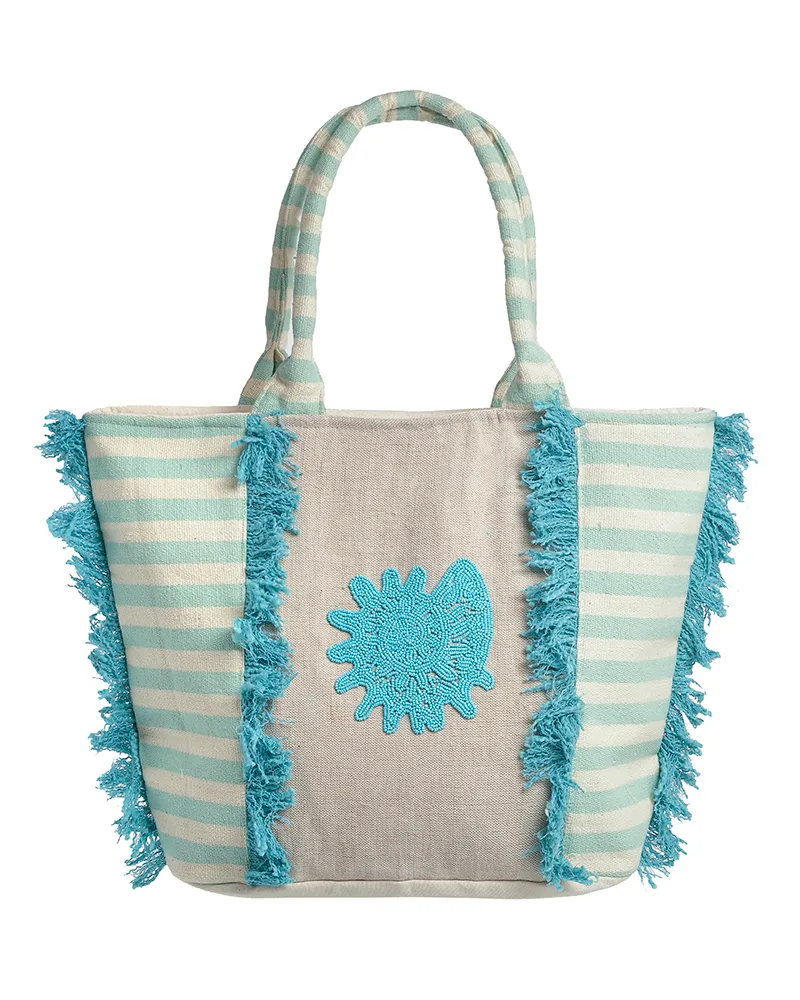 ΤΣΑΝΤA ΥΦΑΣΜΑΤΙΝΗ ”ΚΟΧΥΛΙ” ΕΚΡΟΥ ΜΕ ΤΙΡΚΟΥΑΖ ΧΑΝΤΡΕΣ 22X12.5X6 (70% COTTON, 20 ACRYLIC, 10%JUTE) ΤΣΑΝΤA ΥΦΑΣΜΑΤΙΝΗ ”ΚΟΧΥΛΙ” ΕΚΡΟΥ ΜΕ ΤΙΡΚΟΥΑΖ ΧΑΝΤΡΕΣ 22X12.5X6 (70% COTTON, 20 ACRYLIC, 10%JUTE)