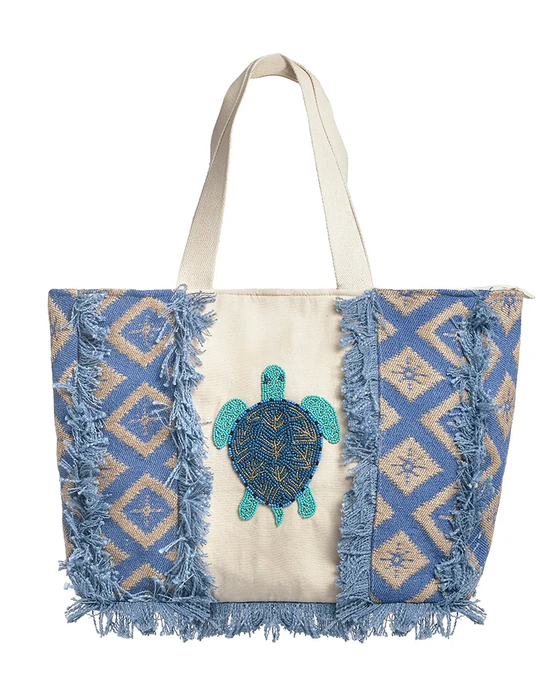 ΤΣΑΝΤA ΥΦΑΣΜΑΤΙΝΗ ”ΧΕΛΩΝΑ” ΜΠΛΕ/ΕΚΡΟΥ ΜΕ ΤΙΡΚΟΥΑΖ/ΜΑΥΡΕΣ ΧΑΝΤΡΕΣ 22X12.5X6 (70% COTTON, 20% ACRYLIC, 10% JUTE) ΤΣΑΝΤA ΥΦΑΣΜΑΤΙΝΗ ”ΧΕΛΩΝΑ” ΜΠΛΕ/ΕΚΡΟΥ ΜΕ ΤΙΡΚΟΥΑΖ/ΜΑΥΡΕΣ ΧΑΝΤΡΕΣ 22X12.5X6 (70% COTTON, 20% ACRYLIC, 10% JUTE)