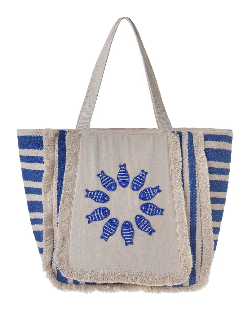 ΤΣΑΝΤA ΥΦΑΣΜΑΤΙΝΗ ”ΨΑΡΙΑ” ΕΚΡΟΥ ΜΕ ΜΠΛΕ ΧΑΝΤΡΕΣ (32X29X15) ΤΣΑΝΤA ΥΦΑΣΜΑΤΙΝΗ ”ΨΑΡΙΑ” ΕΚΡΟΥ ΜΕ ΜΠΛΕ ΧΑΝΤΡΕΣ (32X29X15)