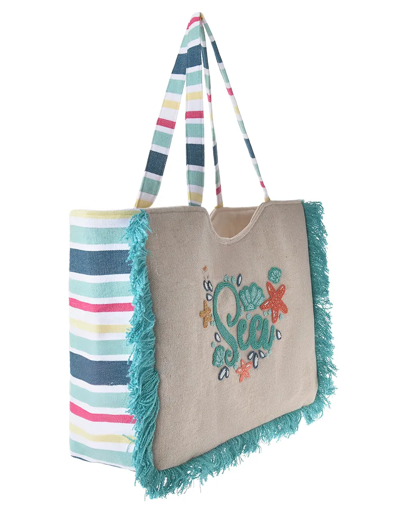 ΤΣΑΝΤA ΥΦΑΣΜΑΤΙΝΗ ”SEA” ΕΚΡΟΥ ΜΕ ΤΙΡΚΟΥΑΖ ΧΑΝΤΡΕΣ (47X33X17) ΤΣΑΝΤA ΥΦΑΣΜΑΤΙΝΗ ”SEA” ΕΚΡΟΥ ΜΕ ΤΙΡΚΟΥΑΖ ΧΑΝΤΡΕΣ (47X33X17)