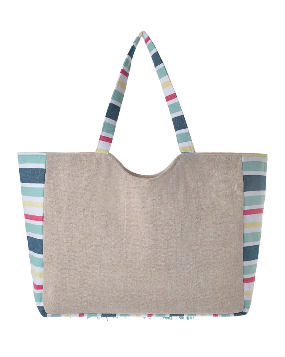 ΤΣΑΝΤA ΥΦΑΣΜΑΤΙΝΗ ''SEA'' ΕΚΡΟΥ ΜΕ ΤΙΡΚΟΥΑΖ ΧΑΝΤΡΕΣ (47X33X17)