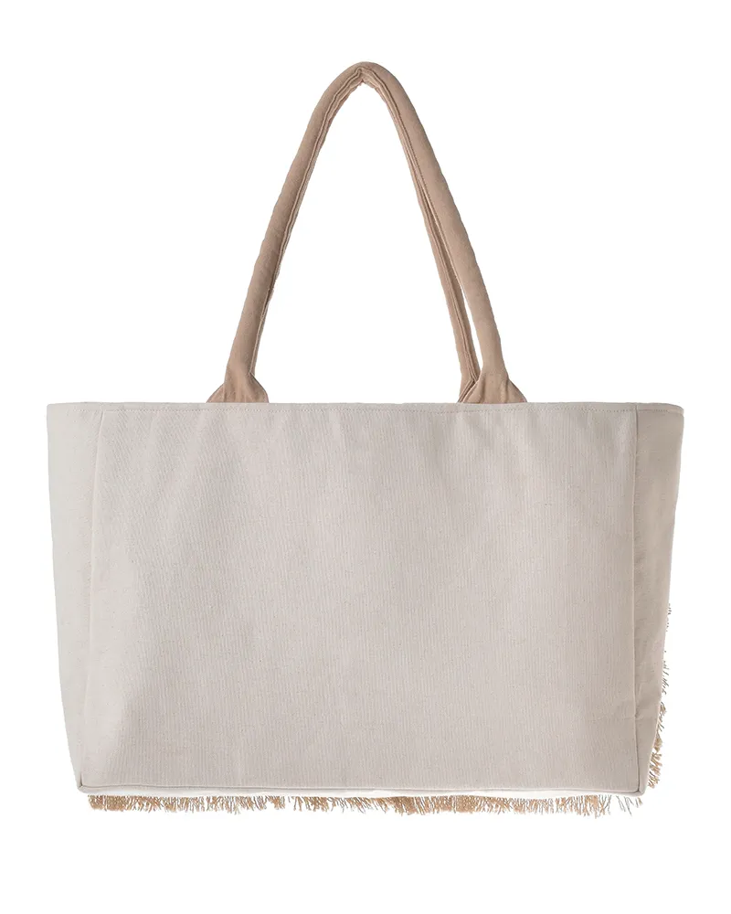 ΤΣΑΝΤA ΥΦΑΣΜΑΤΙΝΗ ''ΧΕΛΩΝΑ'' ΕΚΡΟΥ ΜΕ ΤΙΡΚΟΥΑΖ ΧΑΝΤΡΕΣ (40X28X15)