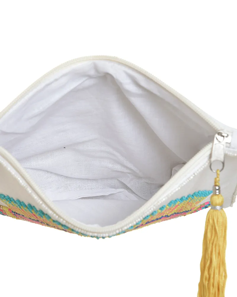 ΤΣΑΝΤΑΚΙ/ΦΑΚΕΛΟΣ ''ΜΑΤΙ'' ΣΕ ΛΕΥΚΟ/ΚΙΤΡΙΝΟ ΧΡΩΜΑ ΜΕ ΧΑΝΤΡΕΣ ΚΑΙ ΑΛΥΣΙΔΑ 23X1X17/70