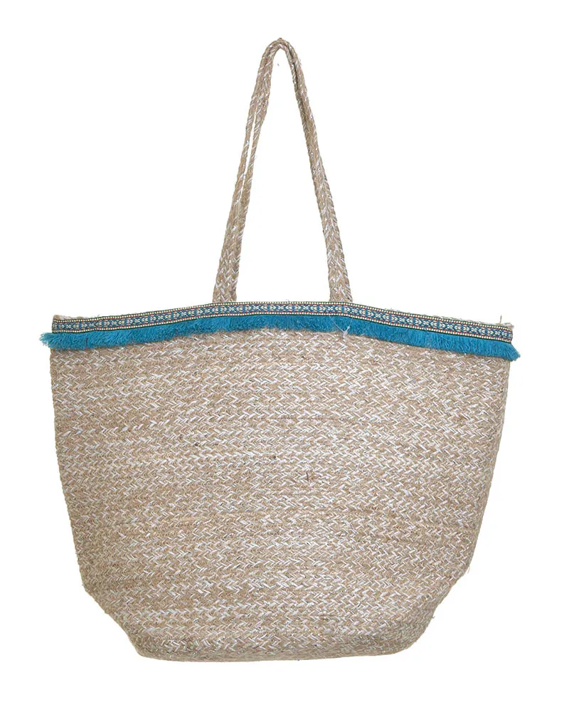 ΤΣΑΝΤΑ ΨΑΘΙΝH ”MATI” ME ΜΠΛΕ ΧΑΝΤΡΕΣ (100% JUTE) 48X21X35/61 ΤΣΑΝΤΑ ΨΑΘΙΝH ”MATI” ME ΜΠΛΕ ΧΑΝΤΡΕΣ (100% JUTE) 48X21X35/61