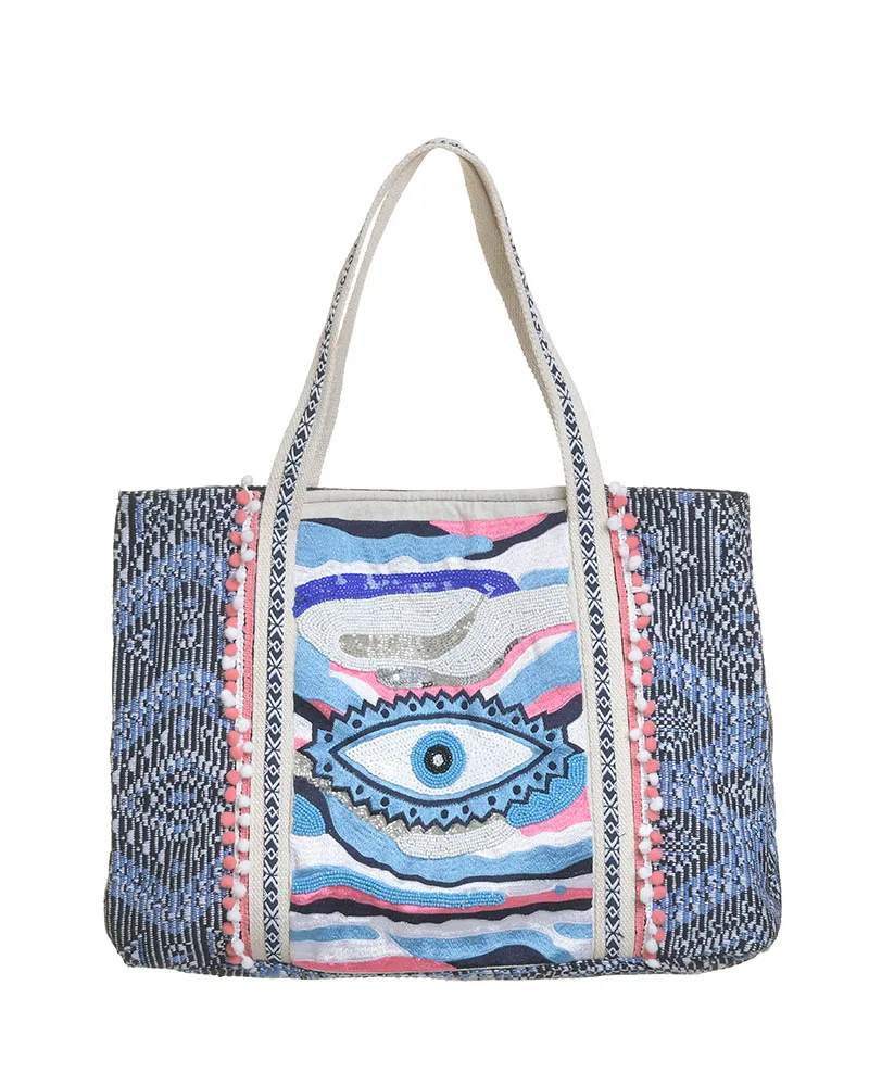 ΤΣΑΝΤΑ ΥΦΑΣΜΑΤΙΝΗ ”MATI” ΣΕ ΜΠΛΕ ΧΡΩΜΑ ΜΕ ΧΑΝΤΡΕΣ (100% COTTON) 38X11X34/58 ΤΣΑΝΤΑ ΥΦΑΣΜΑΤΙΝΗ ”MATI” ΣΕ ΜΠΛΕ ΧΡΩΜΑ ΜΕ ΧΑΝΤΡΕΣ (100% COTTON) 38X11X34/58