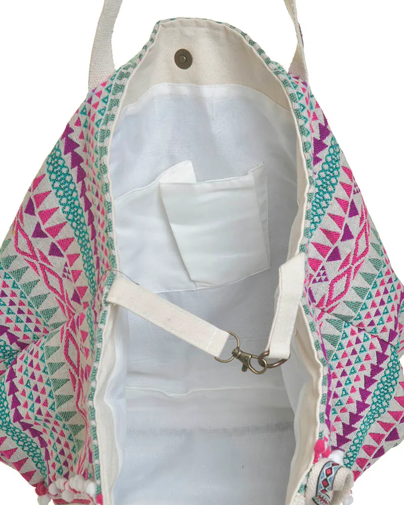 ΤΣΑΝΤΑ ΥΦΑΣΜΑΤΙΝΗ ΠΟΛΥΧΡΩΜΗ ΜΕ ΧΑΝΤΡΕΣ (100% COTTON) 38Χ11Χ32/57