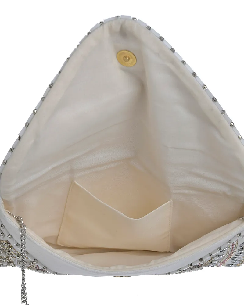 ΤΣΑΝΤΑΚΙ ΛΕΥΚΟ ΜΕ ΑΣΗΜΙ/ΧΡΥΣΕΣ ΧΑΝΤΡΕΣ