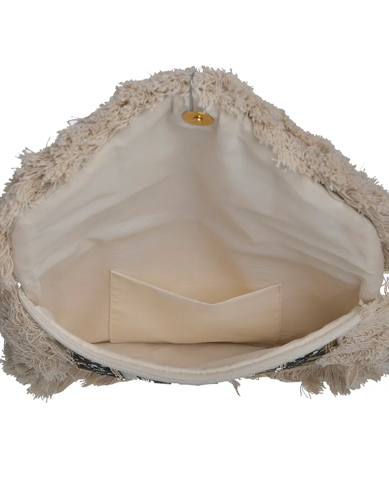 ΤΣΑΝΤΑΚΙ ΜΠΕΖ/ΜΑΥΡΟ/ΧΡΥΣΟ ΜΕ ΚΡΟΣΣΙΑ