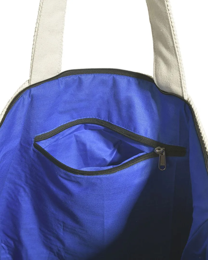 ΤΣΑΝΤΑ ΥΦΑΣΜΑΤΙΝΗ ΣΕ ΜΠΛΕ ΧΡΩΜΑ (50%COTTON 50%POLYESTER, LINING:100% POLYESTER)