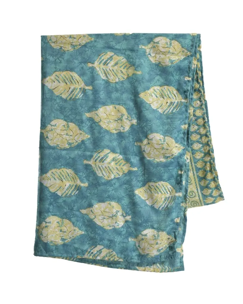 ΦΟΥΛΑΡΙ ΣΕ ΤΥΡΚΟΥΑΖ ΧΡΩΜΑ ΜΕ ΧΡΥΣΑ ΣΧΕΔΙΑ ΚΑΙ ΦΥΛΛΑ 180X60 (100% CREPE) ΦΟΥΛΑΡΙ ΣΕ ΤΥΡΚΟΥΑΖ ΧΡΩΜΑ ΜΕ ΧΡΥΣΑ ΣΧΕΔΙΑ ΚΑΙ ΦΥΛΛΑ 180X60 (100% CREPE)