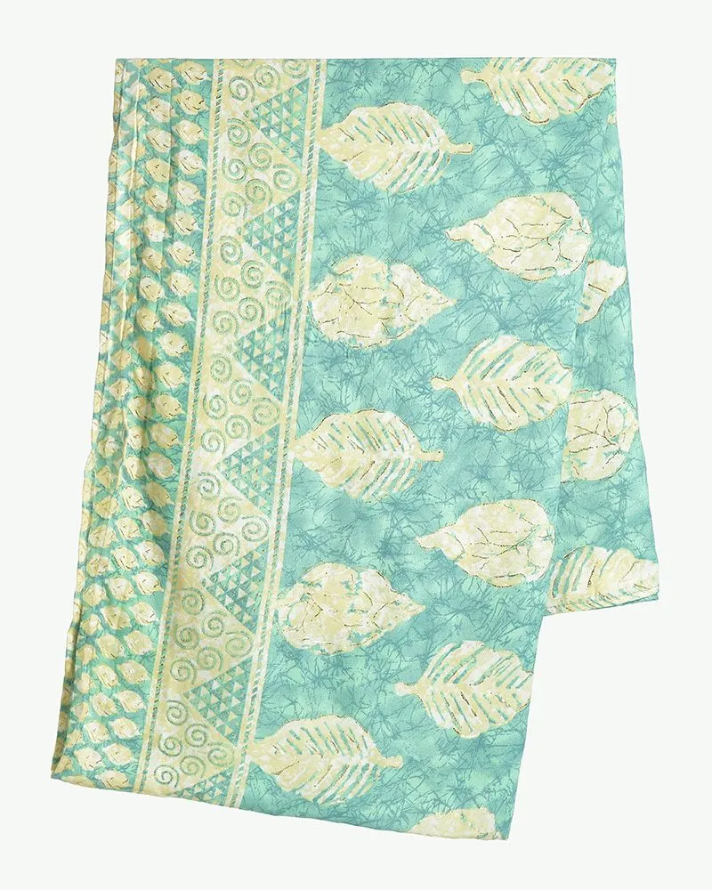 ΦΟΥΛΑΡΙ ΣΕ ΤΥΡΚΟΥΑΖ/ΠΡΑΣΙΝΟ ΧΡΩΜΑ ΜΕ ΧΡΥΣΑ ΣΧΕΔΙΑ ΚΑΙ ΦΥΛΛΑ 180X60 (100% CREPE) ΦΟΥΛΑΡΙ ΣΕ ΤΥΡΚΟΥΑΖ/ΠΡΑΣΙΝΟ ΧΡΩΜΑ ΜΕ ΧΡΥΣΑ ΣΧΕΔΙΑ ΚΑΙ ΦΥΛΛΑ 180X60 (100% CREPE)