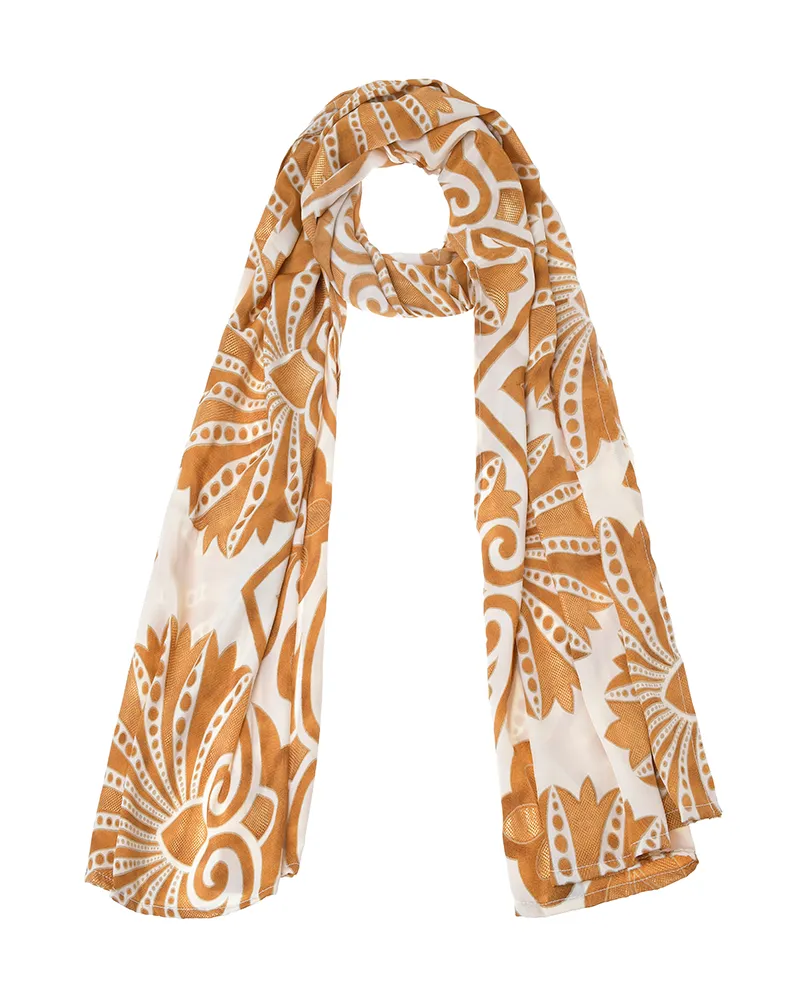 ΦΟΥΛΑΡΙ ΣΕ ΕΚΡΟΎ ΧΡΩΜΑ ΜΕ ΧΡΥΣΕΣ ΛΕΠΤΟΜΕΡΕΙΕΣ 180X60 (60% SILK 40% POLYESTER) ΦΟΥΛΑΡΙ ΣΕ ΕΚΡΟΎ ΧΡΩΜΑ ΜΕ ΧΡΥΣΕΣ ΛΕΠΤΟΜΕΡΕΙΕΣ 180X60 (60% SILK 40% POLYESTER)