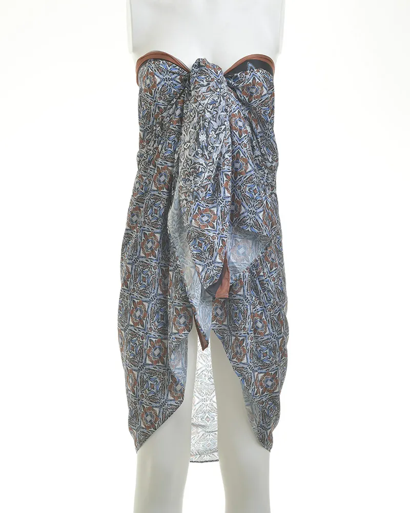 ΦΟΥΛΑΡΙ/ΠΑΡΕΟ ΕΜΠΡΙΜΕ ΣΕ ΚΑΦΕ/ΜΠΛΕ ΧΡΩΜΑ 100X200 (28%SILK / 72%CREPE)