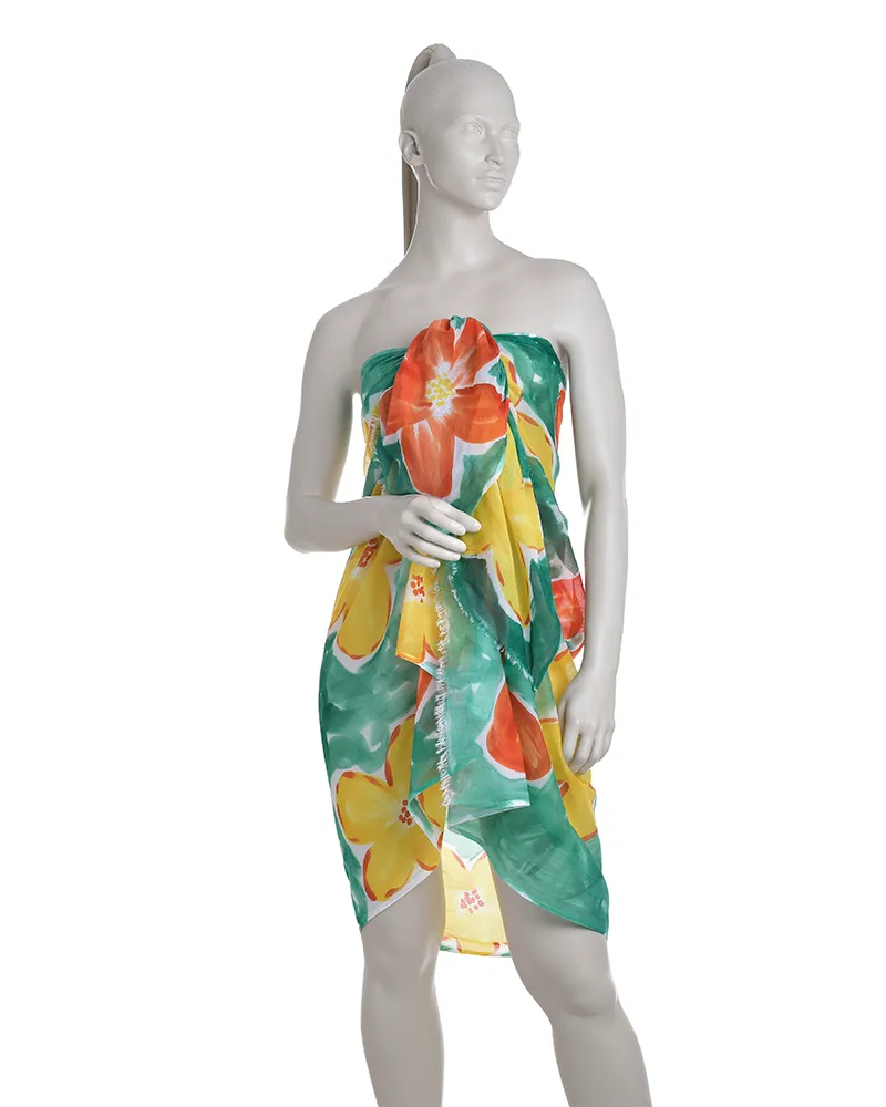 ΦΟΥΛΑΡΙ/ΠΑΡΕΟ ΣΕ ΚΙΤΡΙΝΟ/ΠΡΑΣΙΝΟ ΧΡΩΜΑ ΜΕ ΛΟΥΛΟΥΔΙΑ 100Χ180 (100% COTTON)