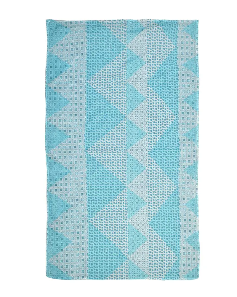 ΠΕΤΣΕΤΑ ΘΑΛΑΣΣΗΣ ΔΙΠΛΗΣ ΟΨΗΣ ΣΕ ΓΑΛΑΖΙΟ/ΛΕΥΚΟ ΧΡΩΜΑ ΜΕ ΣΧΕΔΙΑ 100X180 (100% COTTON)