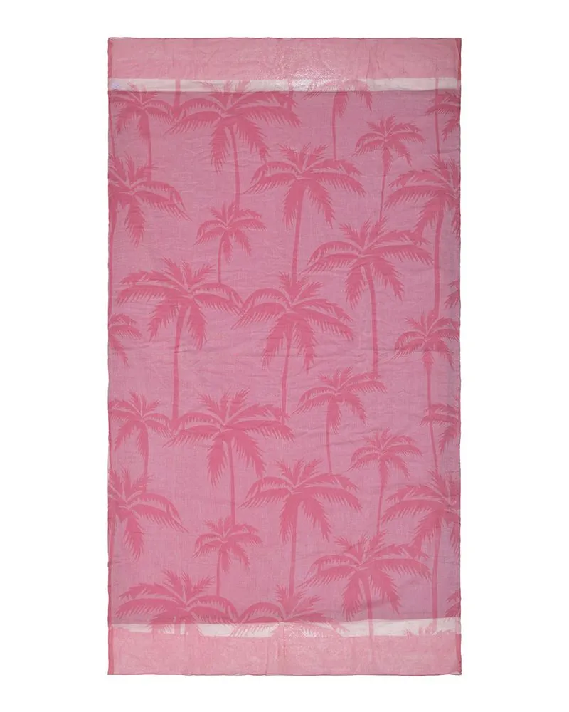 ΠΕΤΣΕΤΑ ΘΑΛΑΣΣΗΣ ΔΙΠΛΗΣ ΟΨΗΣ ΡΟΖ ΜΕ ΦΟΙΝΙΚΕΣ 100X180 (50%COTTON 50% POLYESTER)