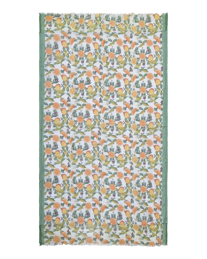 ΠΕΤΣΕΤΑ ΘΑΛΑΣΣΗΣ ΔΙΠΛΗΣ ΟΨΗΣ ΛΕΥΚΗ/ΠΡΑΣΙΝΗ ΜΕ ΠΟΡΤΟΚΑΛΙΑ 100X180 (100% COTTON)