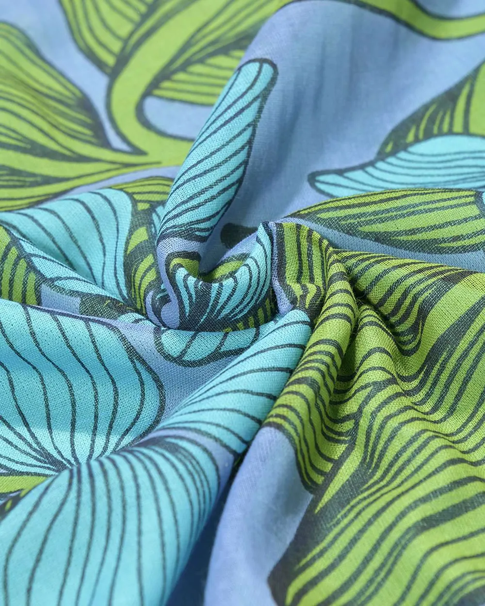 ΠΕΤΣΕΤΑ ΘΑΛΑΣΣΗΣ ΔΙΠΛΗΣ ΟΨΗΣ ΜΠΛΕ/ΠΡΑΣΙΝΟ ΜΕ ΛΟΥΛΟΥΔΙΑ/ΦΥΛΛΑ 100X180 (100% COTTON)