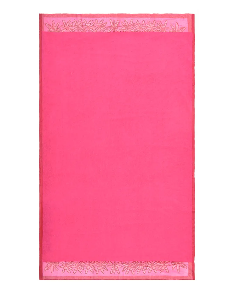 ΠΕΤΣΕΤΑ ΘΑΛΑΣΣΗΣ ΔΙΠΛΗΣ ΟΨΗΣ ΣΕ ΡΟΖ ΧΡΩΜΑ ΜΕ ΦΟΙΝΙΚΕΣ 100X180 (50% COTTON 50% POLYESTER)