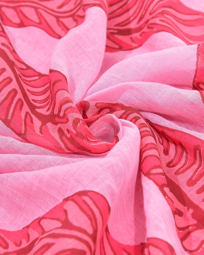 ΠΕΤΣΕΤΑ ΘΑΛΑΣΣΗΣ ΔΙΠΛΗΣ ΟΨΗΣ ΣΕ ΡΟΖ ΧΡΩΜΑ ΜΕ ΦΟΙΝΙΚΕΣ 100X180 (50% COTTON 50% POLYESTER)