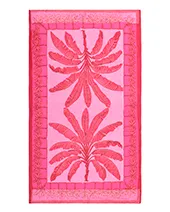 ΠΕΤΣΕΤΑ ΘΑΛΑΣΣΗΣ ΔΙΠΛΗΣ ΟΨΗΣ ΣΕ ΡΟΖ ΧΡΩΜΑ ΜΕ ΦΟΙΝΙΚΕΣ 100X180 (50% COTTON 50% POLYESTER)