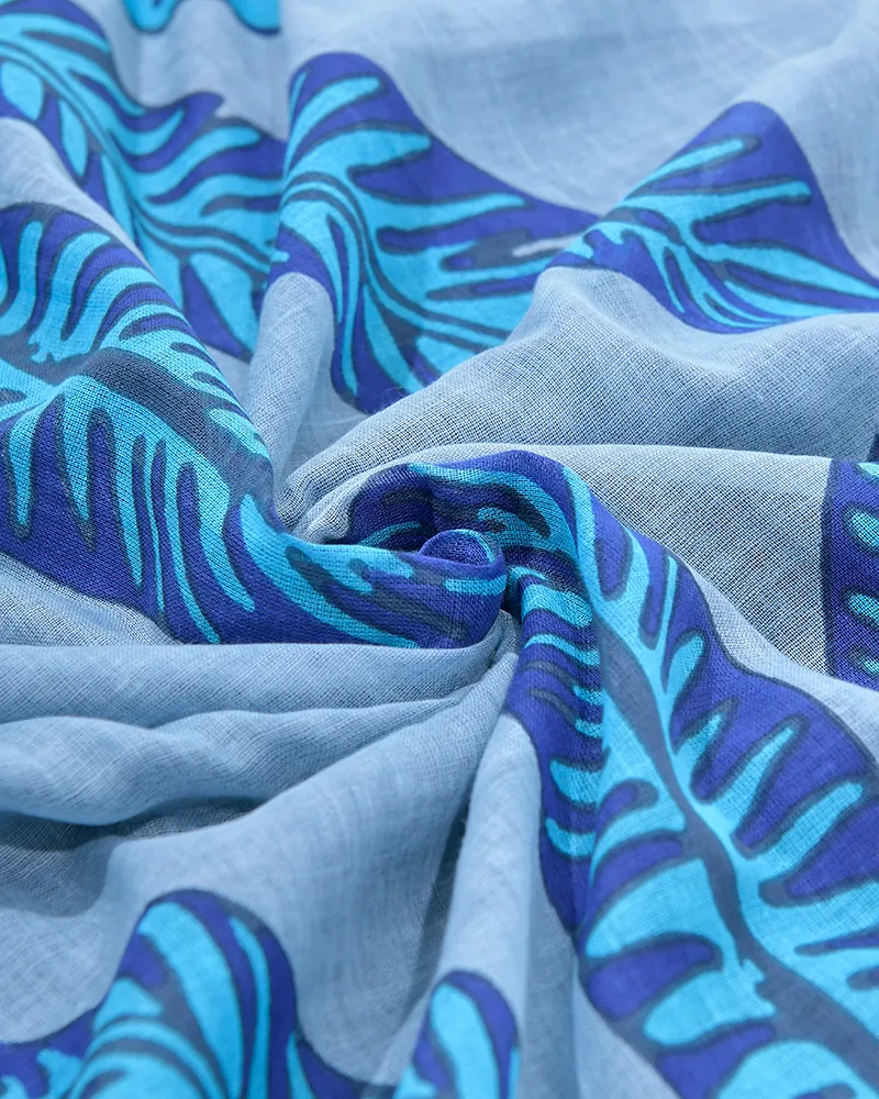 ΠΕΤΣΕΤΑ ΘΑΛΑΣΣΗΣ ΔΙΠΛΗΣ ΟΨΗΣ ΣΕ ΜΠΛΕ ΧΡΩΜΑ ΜΕ ΦΟΙΝΙΚΕΣ 100X180 (50% COTTON 50% POLYESTER)