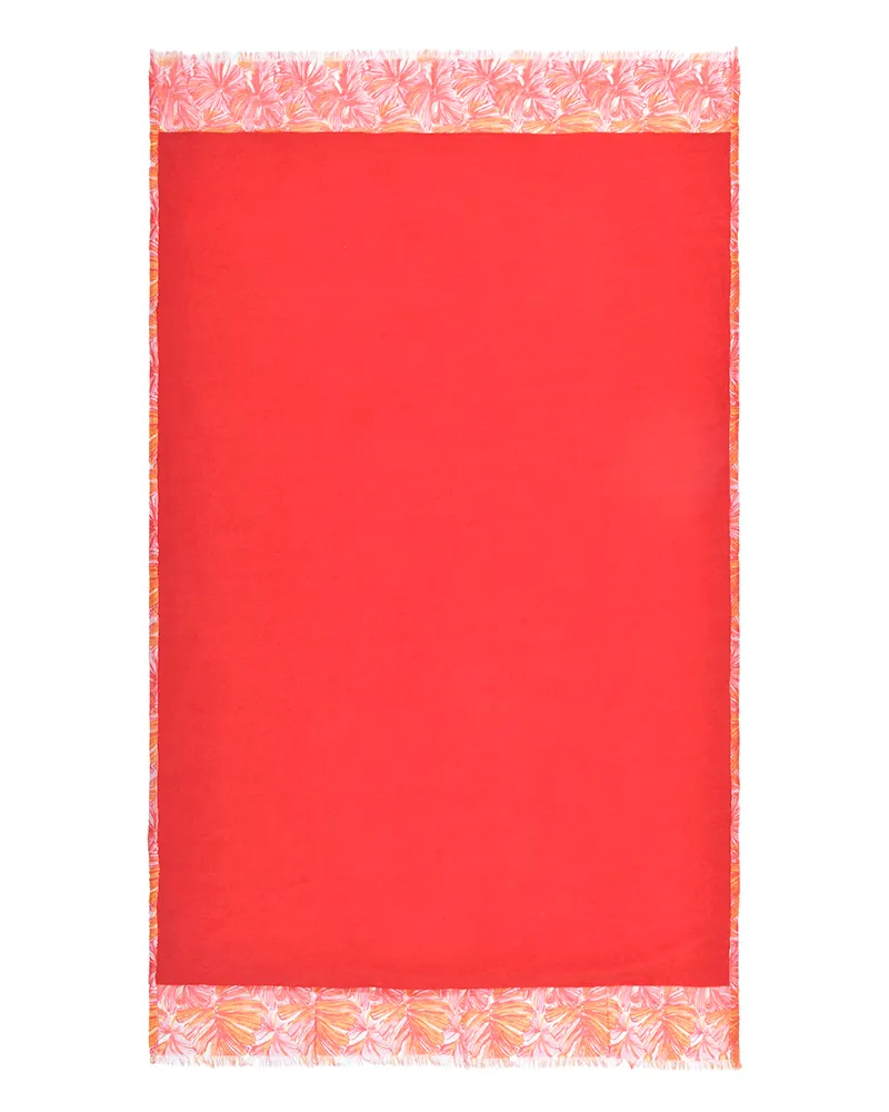 ΠΕΤΣΕΤΑ ΘΑΛΑΣΣΗΣ ΔΙΠΛΗΣ ΟΨΗΣ ΣΕ ΠΟΡΤΟΚΑΛΙ/ΡΟΖ ΧΡΩΜΑ ΜΕ ΦΥΛΛΑ 100X180 (50% COTTON 50% POLYESTER)