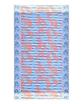 ΠΕΤΣΕΤΑ ΘΑΛΑΣΣΗΣ ΔΙΠΛΗΣ ΟΨΗΣ ΣΕ ΠΟΡΤΟΚΑΛΙ/ΓΑΛΑΖΙΟ ΧΡΩΜΑ ΜΕ ΦΥΛΛΑ 100X180 (50% COTTON 50% POLYESTER)