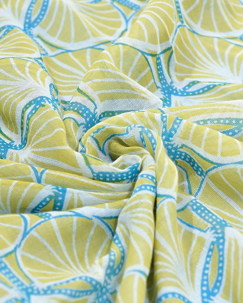 ΠΕΤΣΕΤΑ ΘΑΛΑΣΣΗΣ ΔΙΠΛΗΣ ΟΨΗΣ ΚΙΤΡΙΝΟ/ΓΑΛΑΖΙΟ 100X180 (50% COTTON 50% POLYESTER)