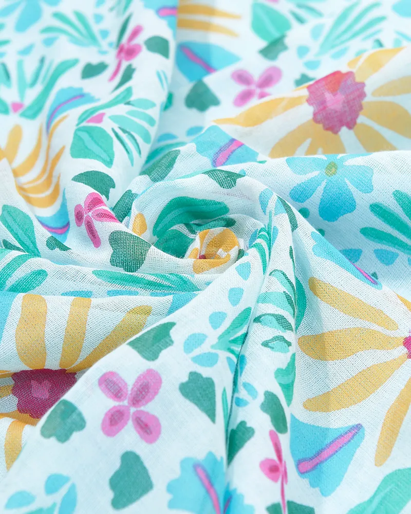 ΠΕΤΣΕΤΑ ΘΑΛΑΣΣΗΣ ΔΙΠΛΗΣ ΟΨΗΣ ΤΙΡΚΟΥΑΖ ΜΕ ΚΙΤΡΙΝΑ ΛΟΥΛΟΥΔΙΑ 100X180 (50% COTTON 50% POLYESTER)