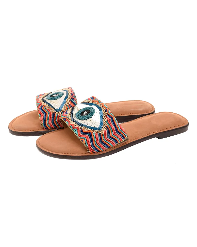 ΣΑΝΔΑΛΙ ΔΕΡΜΑΤΙΝΟ ΠΟΛΥΧΡΩΜΟ ME MATI (EU 38) ΣΑΝΔΑΛΙ ΔΕΡΜΑΤΙΝΟ ΠΟΛΥΧΡΩΜΟ ME MATI (EU 38)