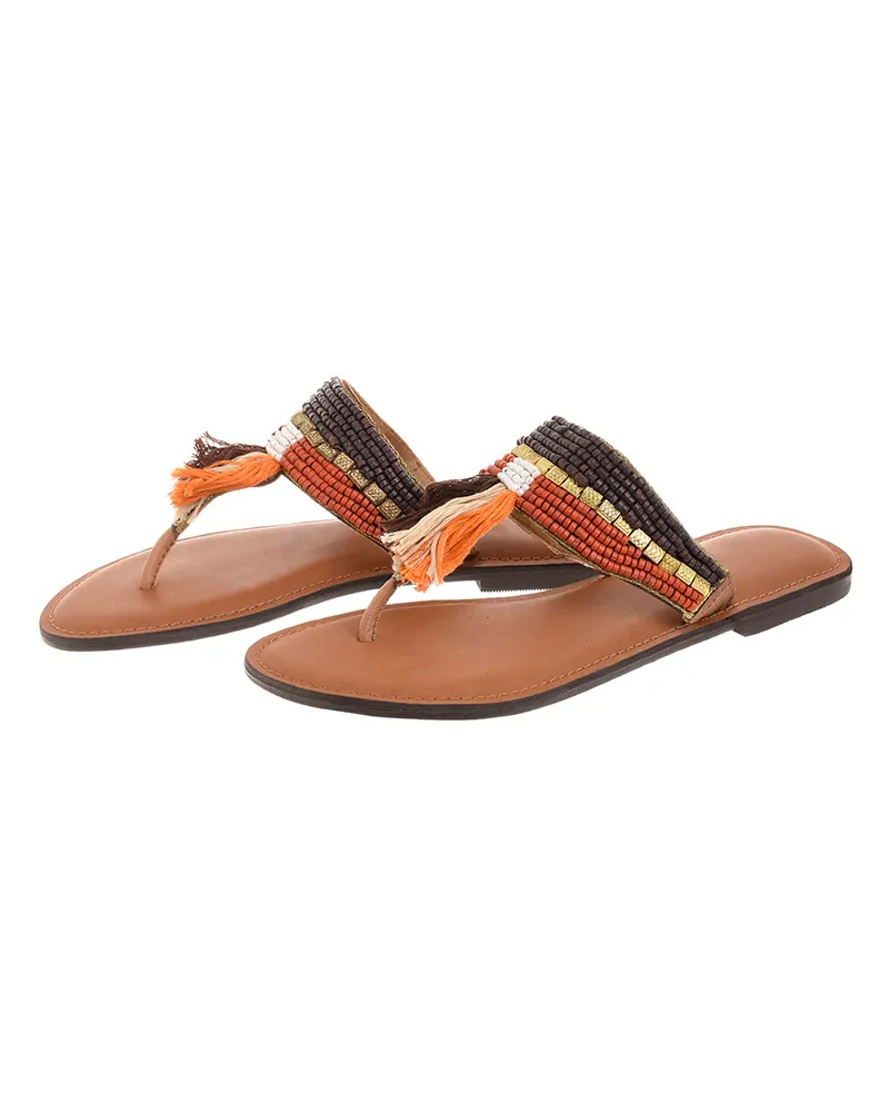 ΣΑΝΔΑΛΙ ΔΕΡΜΑΤΙΝΟ ΠΟΡΤΟΚΑΛΙ-ΚΑΦΕ 27X10X5 (EU 41)