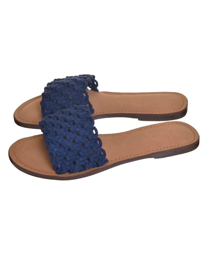 ΣΑΝΔΑΛΙ ΔΕΡΜΑΤΙΝΟ MACRAME ΜΠΛΕ (EU 38)