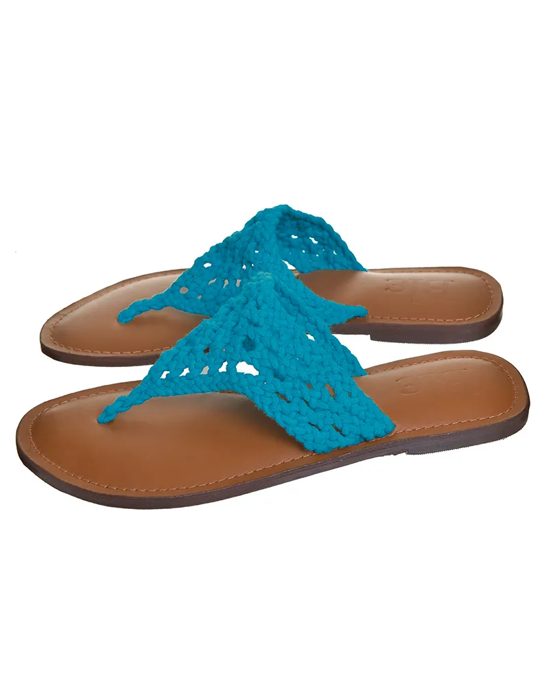 ΣΑΝΔΑΛΙ ΔΕΡΜΑΤΙΝΟ MACRAME ΤΥΡΚΟΥΑΖ (EU 38)