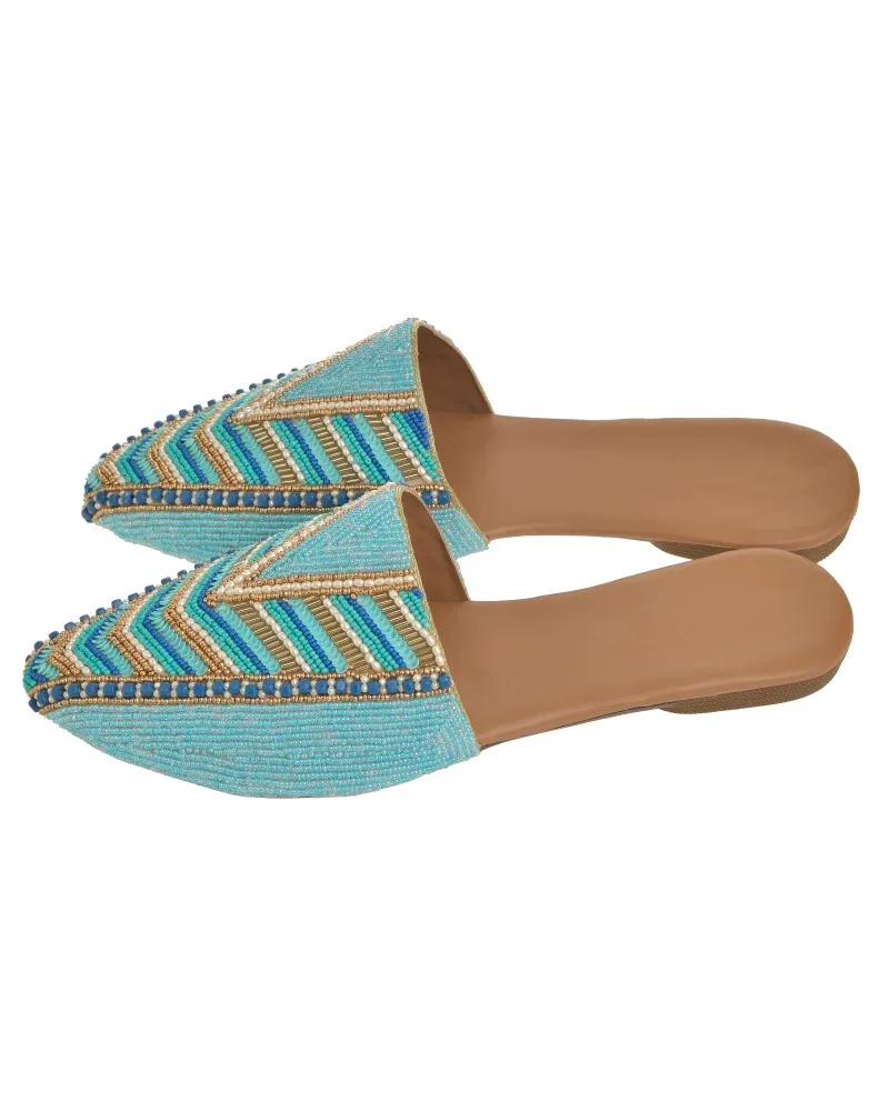 MULES ΣΕ ΓΑΛΑΖΙΟ/ΛΕΥΚΟ ΜΕ ΧΑΝΤΡΕΣ (EU 39)