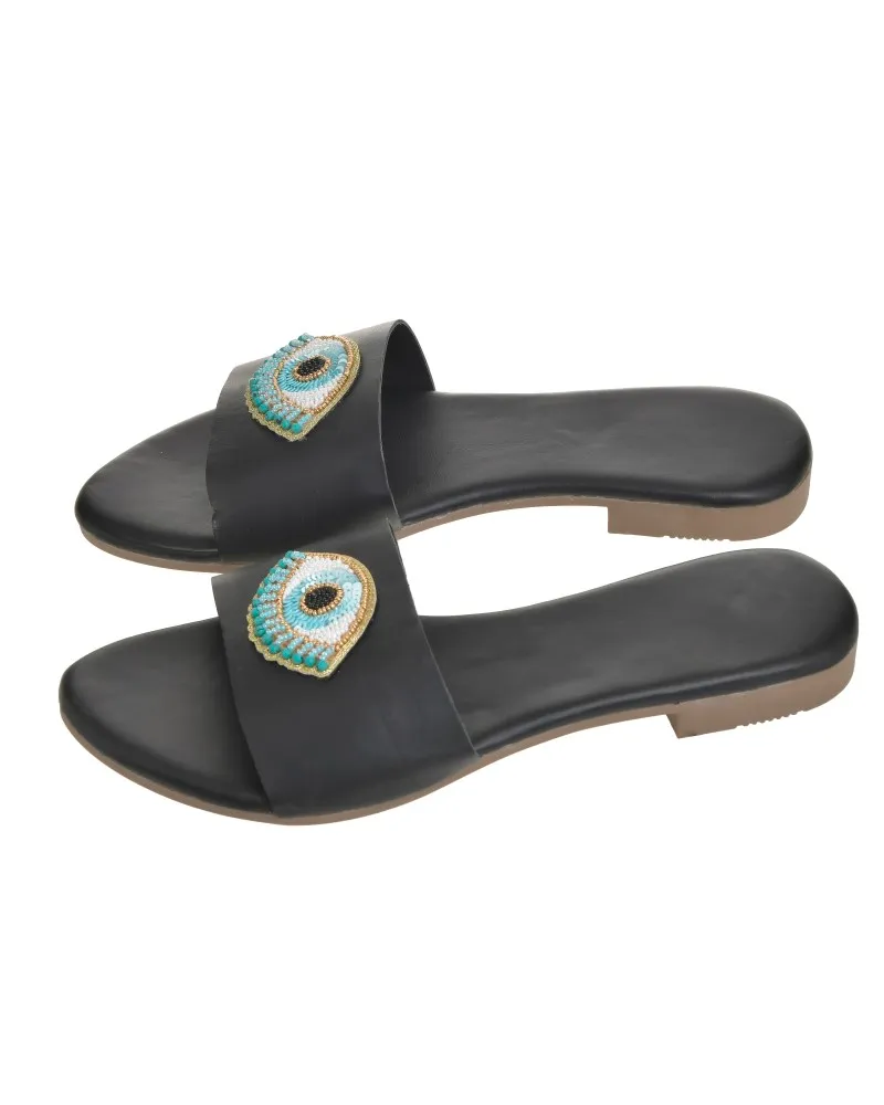 ΣΑΝΔΑΛΙ ΜΑΥΡΟ ”ΜΑΤΙ” ΜΕ ΧΑΝΤΡΕΣ (EU 39)