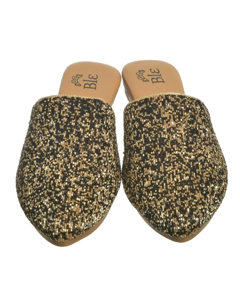 MULES ΜΑΥΡΟ/ΧΡΥΣΟ ME XANΤΡΕΣ (EU 37)