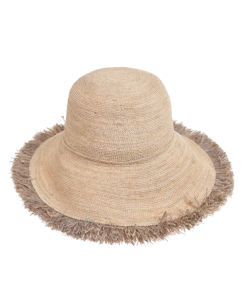 ΚΑΠΕΛΟ ΨΑΘΙΝΟ ΣΕ ΜΠΕΖ ΧΡΩΜΑ ΜΕ ΜΠΕΖ ΛΕΠΤΟΜΕΡΕΙΕΣ ONE SIZE 8CM (100% RAFFIA)