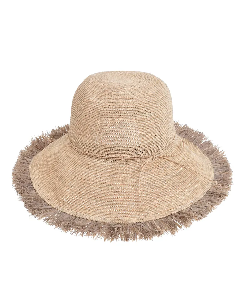 ΚΑΠΕΛΟ ΨΑΘΙΝΟ ΣΕ ΜΠΕΖ ΧΡΩΜΑ ΜΕ ΜΠΕΖ ΛΕΠΤΟΜΕΡΕΙΕΣ ONE SIZE 8CM (100% RAFFIA)