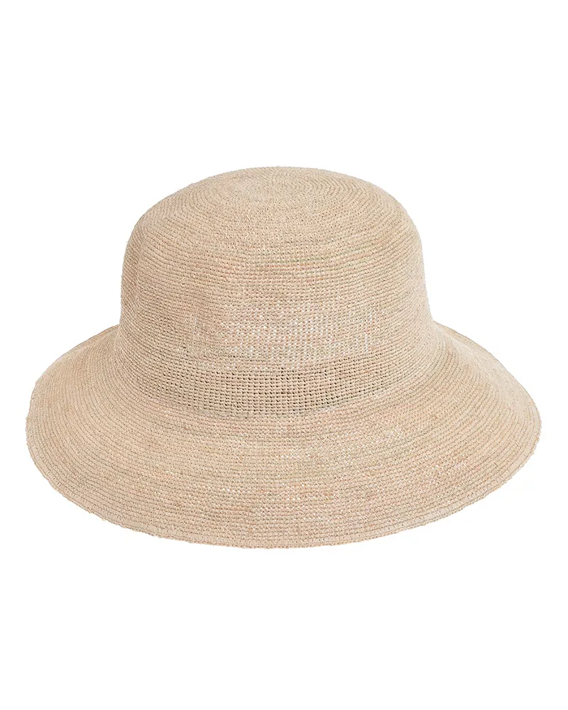 ΚΑΠΕΛΟ ΨΑΘΙΝΟ ΣΕ ΜΠΕΖ ΧΡΩΜΑ ΜΕ ΛΟΥΛΟΥΔΙΑ ONE SIZE 8CM (100% RAFFIA)